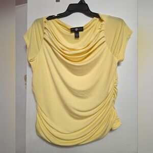 Yellow Ruched Cowl Neck Top